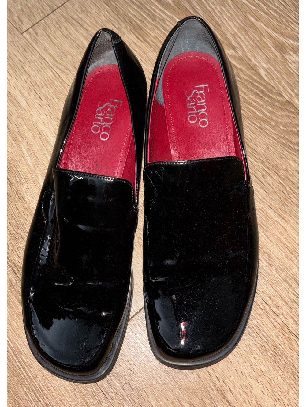 Franco Sarto Bocca Black Patent Leather Loafers Size 10W excellent c18